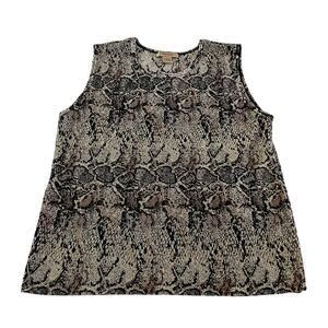 Plisse Y2K 2000s Snakeskin Animal Print Tank Top Sz L Textured Ribbed